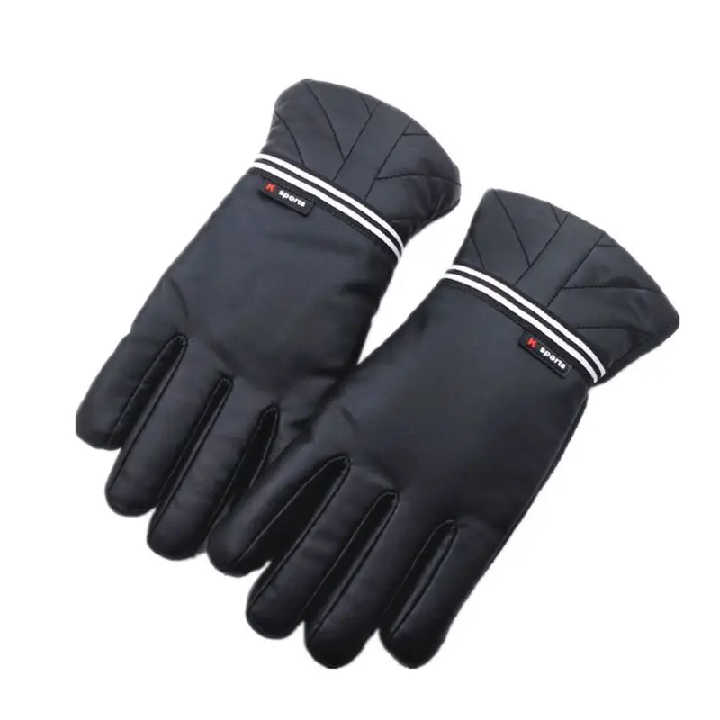 Кожаные зимние Бархатные Теплые водонепроницаемые лыжные перчатки для женщин и мужчин, варежки для вождения
