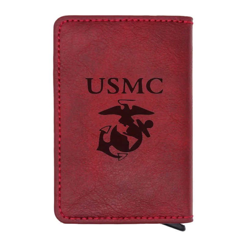 2019 Новый USMC Marines Дизайн кредитных карт мужские кошельки rfid Винтаж Черный короткий кошелек кожаный бумажник маленький кошелек
