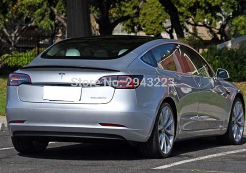 Для Новая Tesla модель 3 Высокое качество глянцевый черный Реальные углеродного волокна задний багажник спойлер заднего крыла украшения
