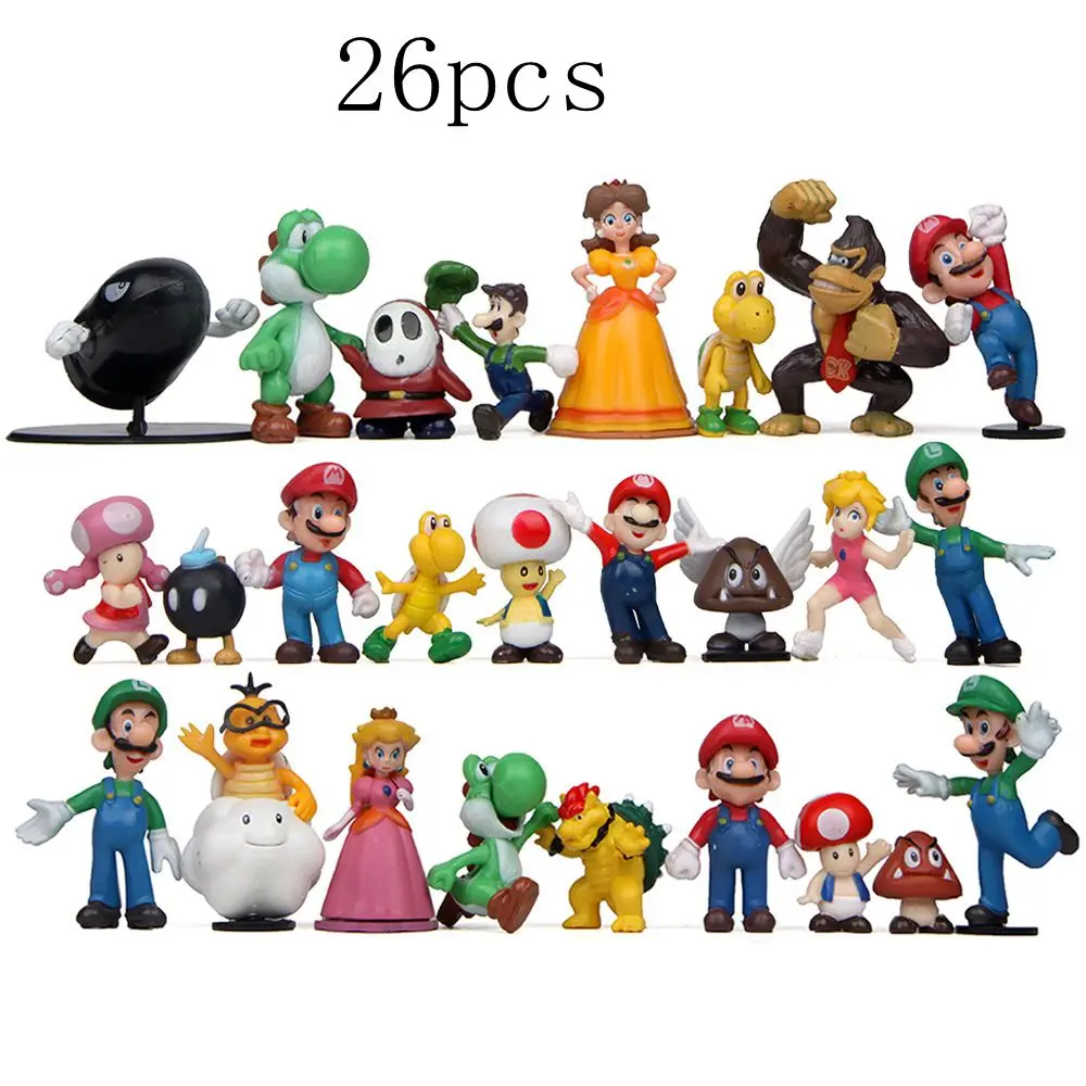 26pcs 32 шт./компл. мини 2-6 см Супер Марио фигурка Bros Коллекционная модель фигурка принцесса гриб детский подарок - Цвет: 26pcs