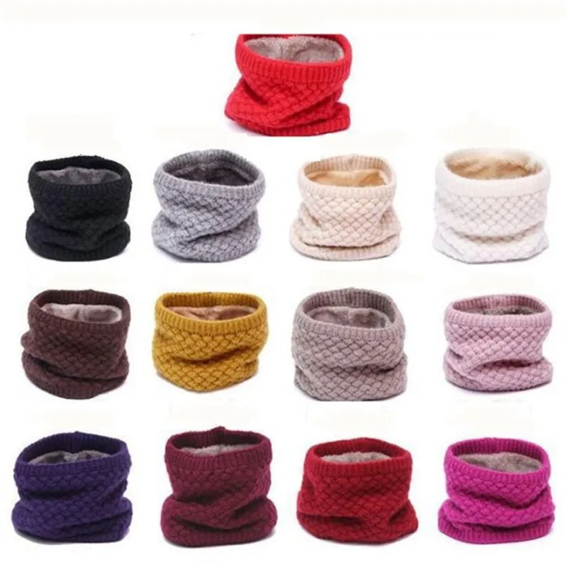 

1PC Winter Warm Brushed Solid Color Velvet Cotton Soft Neck Warmer Circle Cowl Loop Snood Shawl Outdoor Scarf For Men Women