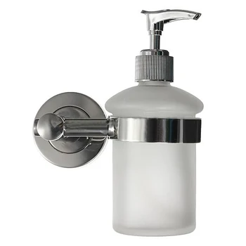 

Wall Mount Bathroom Frosted Glass Shampoo Liquid Soap Dispenser & Holder Chrome