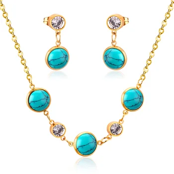 

LUXUKISSKIDS Fashion Women Enamel Jewelry Romantic Bridal Stainless Steel Jewelry Set Wedding Jewelry