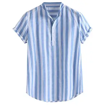 

2020 Men's Summer Shirt Top Top Fashion Casual Button Stripe