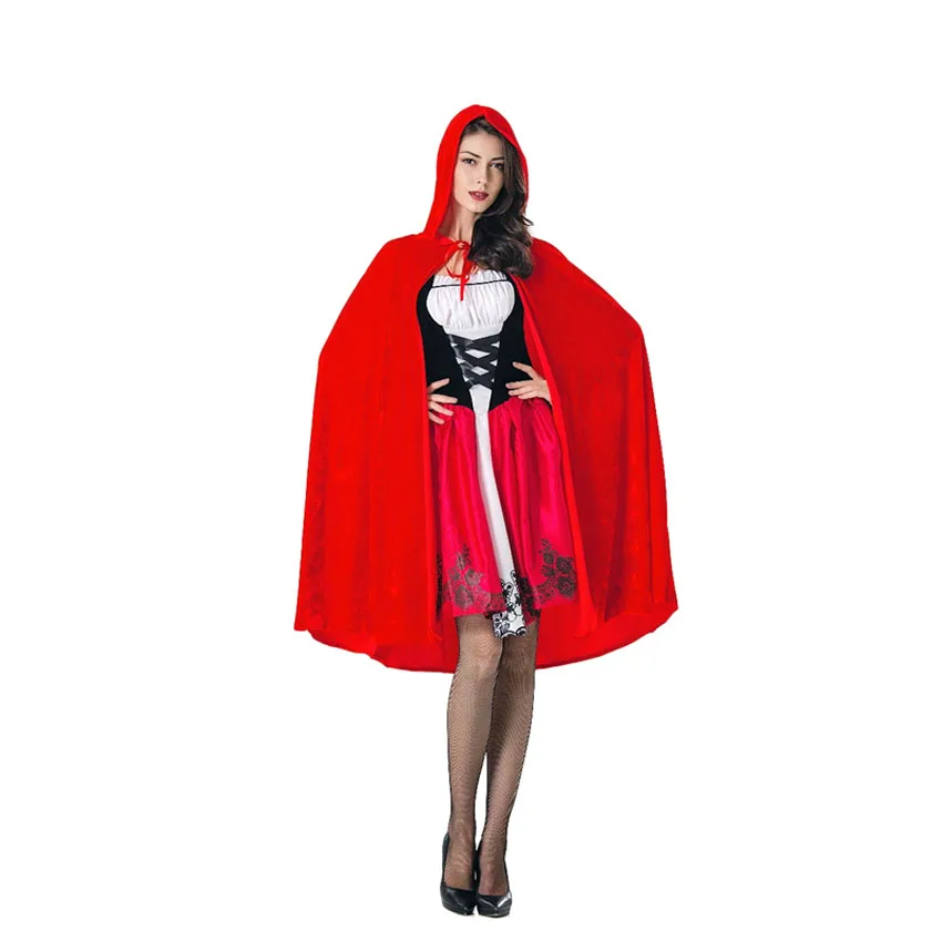 Маскарадные костюмы на Хеллоуин, Красная Шапочка, маскарадный костюм, красное платье+ плащ, маскарадный костюм для сцены, комплект одежды