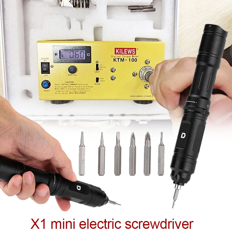 

Mini Aviation Aluminium Electric Screwdriver Home Appliances Repair Tool Rechargeable High Torque X1 Low Noise Portable