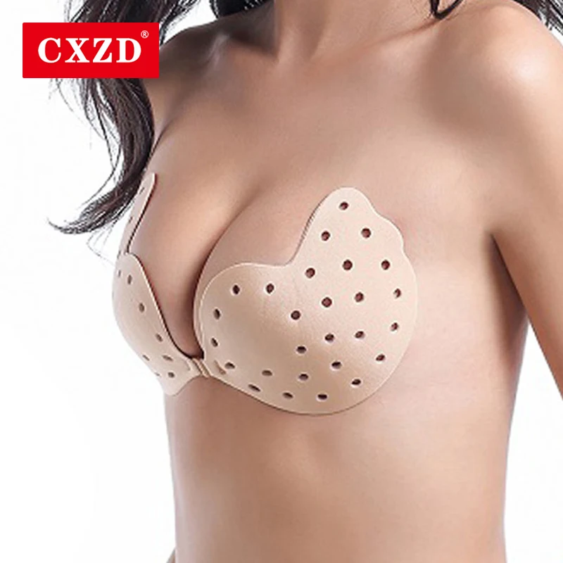 

CXZD Strapless Adhesive Bra Self Adhesive Push Up Bra Nipple Breast Pasties Cover Reusable Invisible Lingerie Pad Enhancers