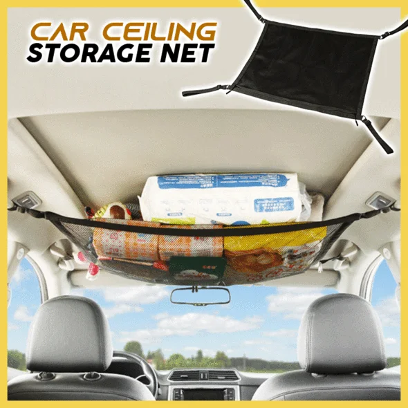 Car Ceiling Storage Net Roof Luggage Mesh Bag Adjustable Travel Storage