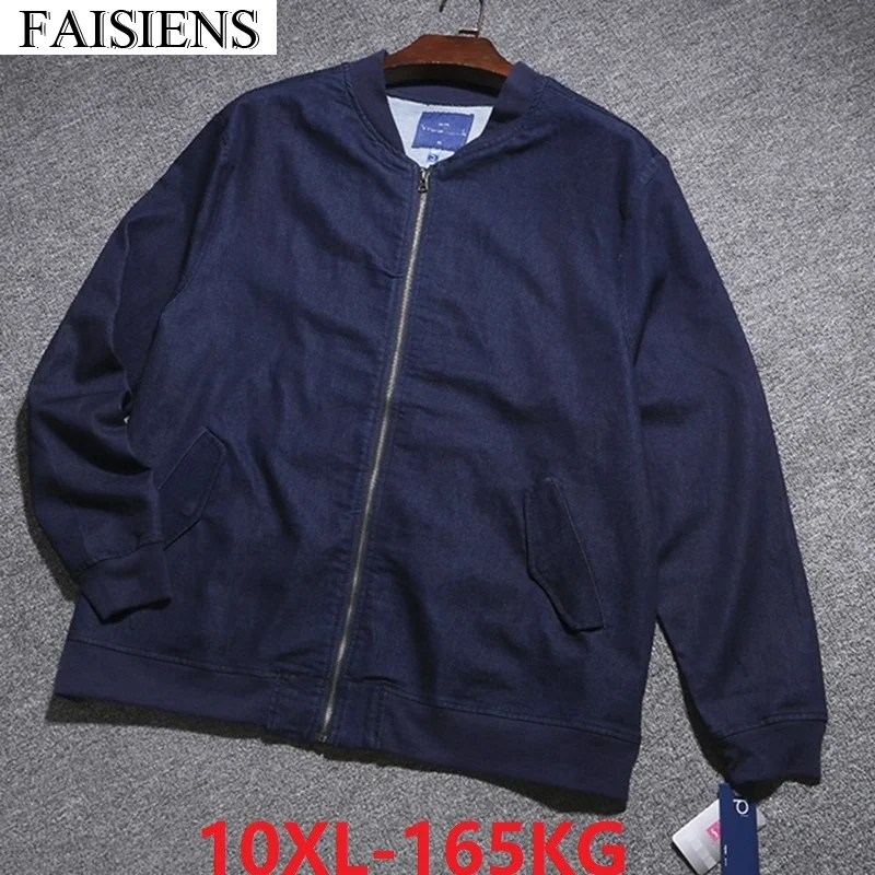Зимние осенние мужские куртки, большие размеры 9XL 10XL 11XL 12XL, Бейсбольный воротник, мужские свободные домашние пальто, простые синие 150 кг 160 кг - Цвет: picture color