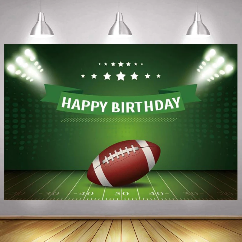 Фон для фотосъемки с изображением футбольного поля и чаши вечеринки в честь Дня