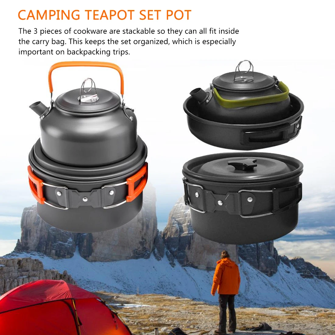 

Outdoor camping teapot set pot combination alumina pot portable picnic pot set products