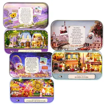 

Box Theatre Dollhouse Furniture Miniature Toy DIY Miniature Doll House Furnitures LED Light Toys For Children Birthday Gift