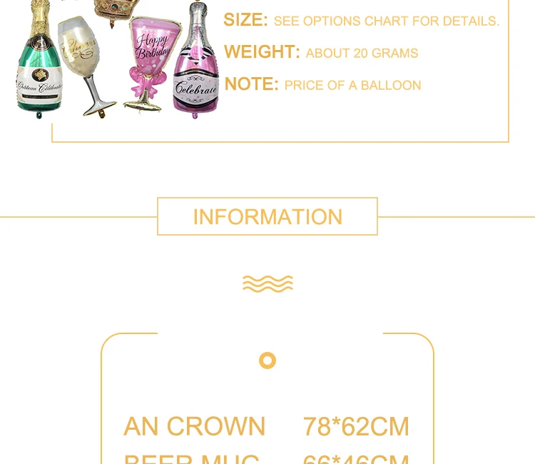 18-й 30-й день рождения шар Золотая большая корона шампанское виски фольга шары холостяк вечерние украшения для взрослых шар Декор