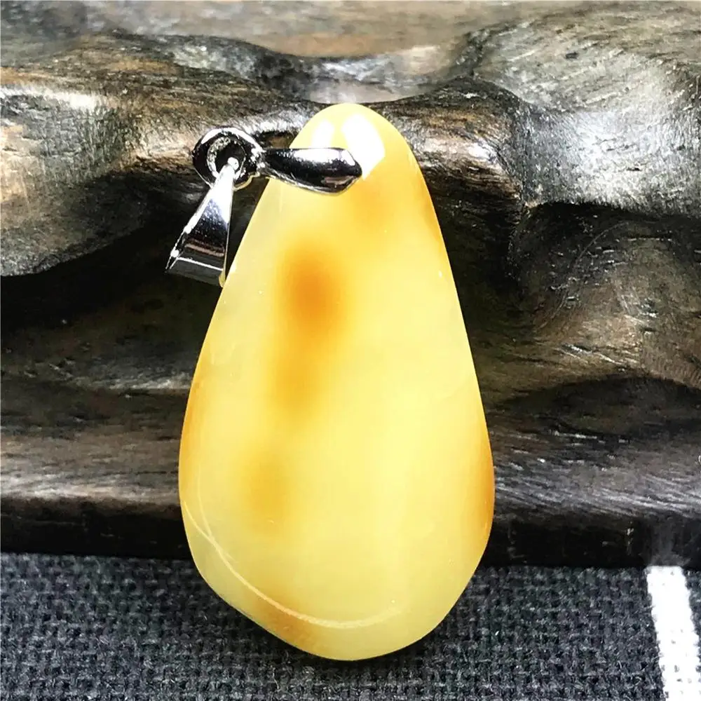 

Genuine Natural Yellow Amber Pendant For Woman Man Crystal 28x16x6mm Beads Water Drop Stone Silver Fashion Pendant Jewelry AAAAA