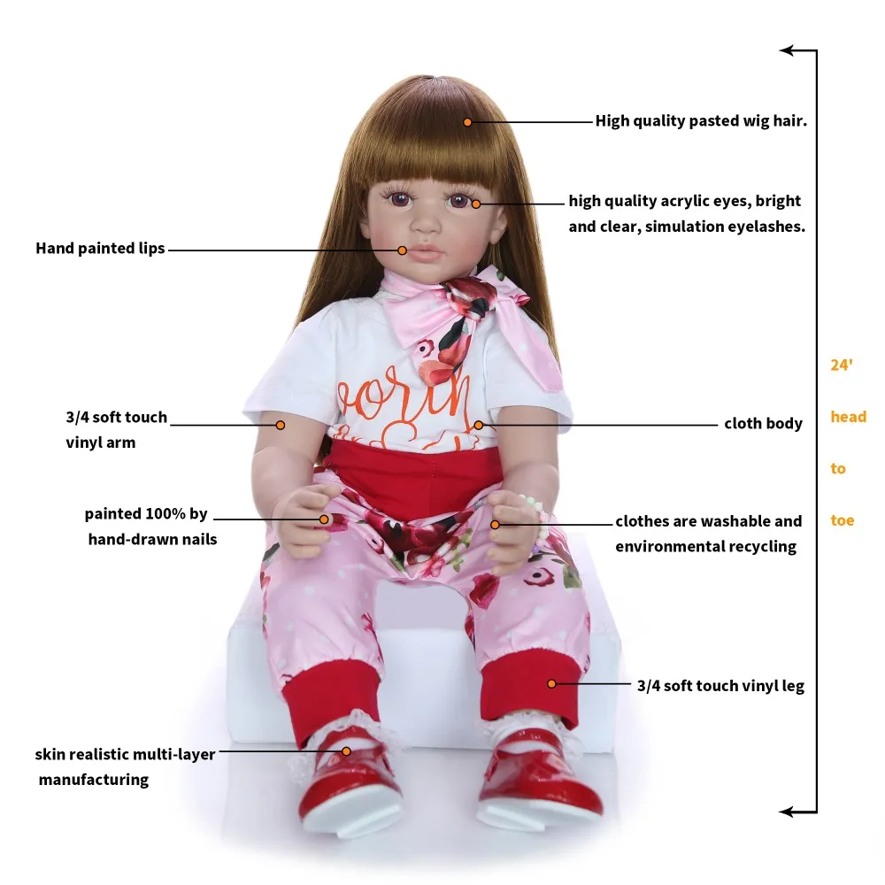 KEIUMI, модная, 24 дюйма, кукла-Реборн, 60 см, силиконовая, мягкая, Реалистичная, принцесса, девочка, младенцы, игрушка, этническая кукла для детей, подарок на день