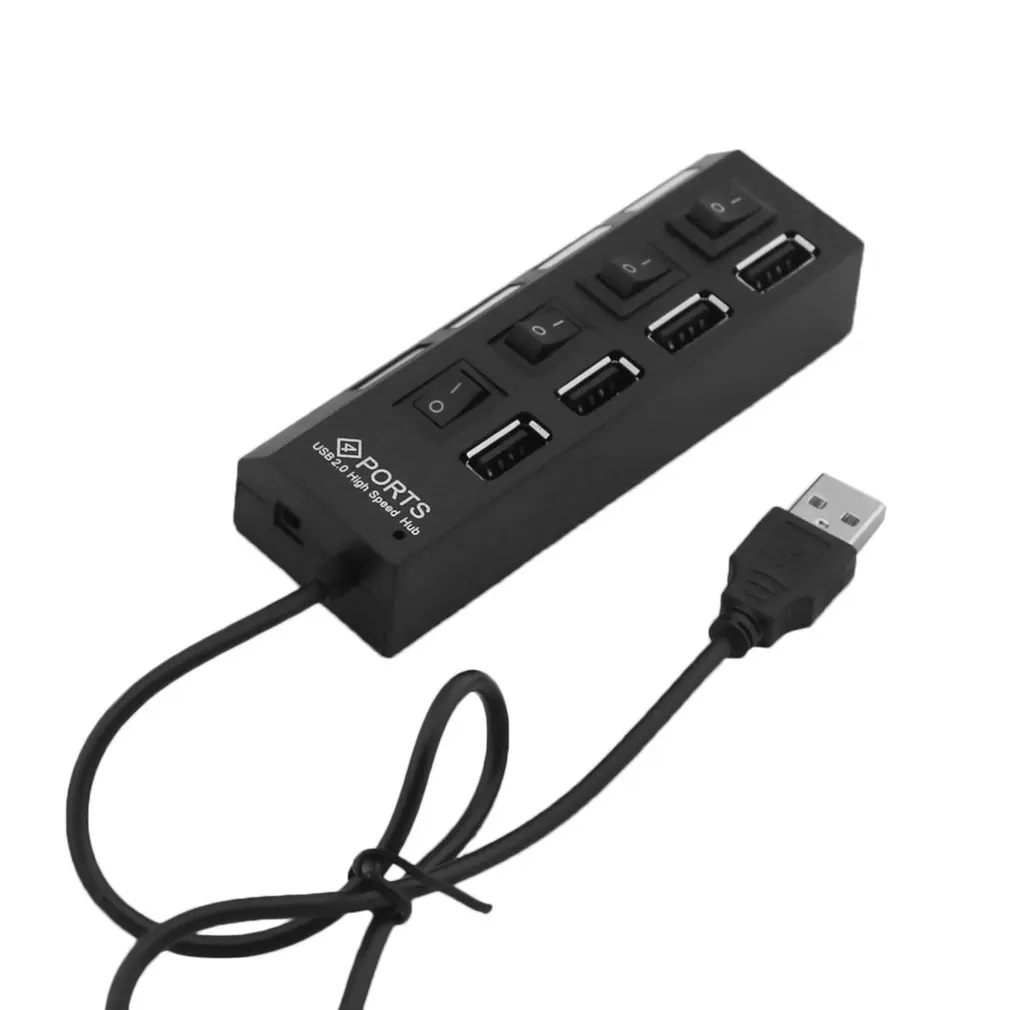 4 порта несколько USB2.0 концентратор сплиттер адаптер Высокая скорость для ПК ноутбук подключи и играй с переключателем ВКЛ/ВЫКЛ