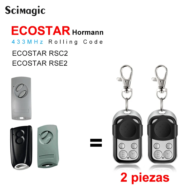 

2PCS For HORMANN ECOSTAR RSC2 RSE2 Garage Gate Door Remote Control 433MHz 433.92 Compatible with Motor Liftronic 500 700 800