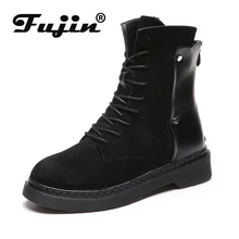 Fujin/ботильоны на молнии с пряжкой; дышащие высококачественные женские ботинки с высоким берцем; женские кроссовки; сезон осень-весна; ботинки на платформе