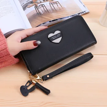 

Women Wallet Long Zipper Luxury Leather Wallets For Womens Coin Purses Credit Card Ladies Cute Love Clutch Bag Purse Phone Card