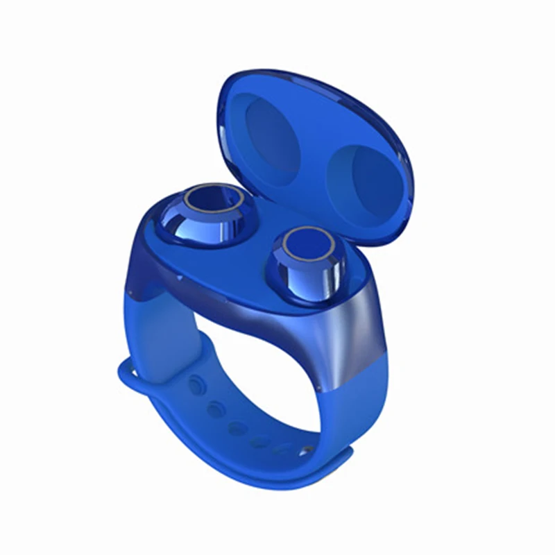 Blue CLAITE Wrist TWS наушники bluetooth 5,0 беспроводные стерео наушники-вкладыши портативные бинауральные наушники Handsfree - Цвет: Blue