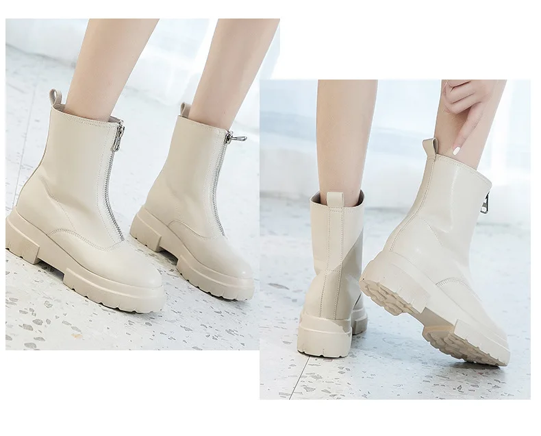 Новая осенне-зимняя обувь популярные кожаные короткие сапоги-трубы модная трендовая обувь для прогулок удобные мягкие теплые женские сапоги I1-01