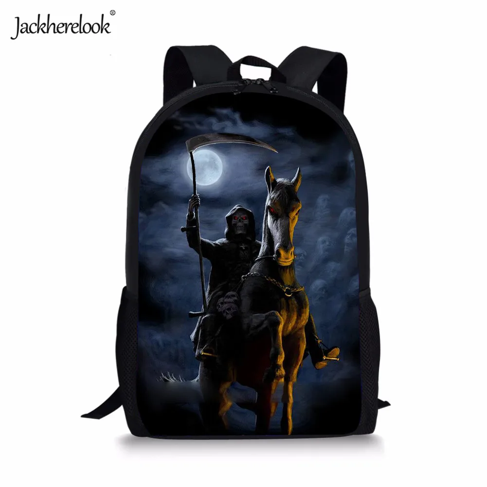 Jackherelook новые модные крутые школьные сумки с принтом скелета для мальчиков и девочек, школьные рюкзаки для школьников, Детская сумка