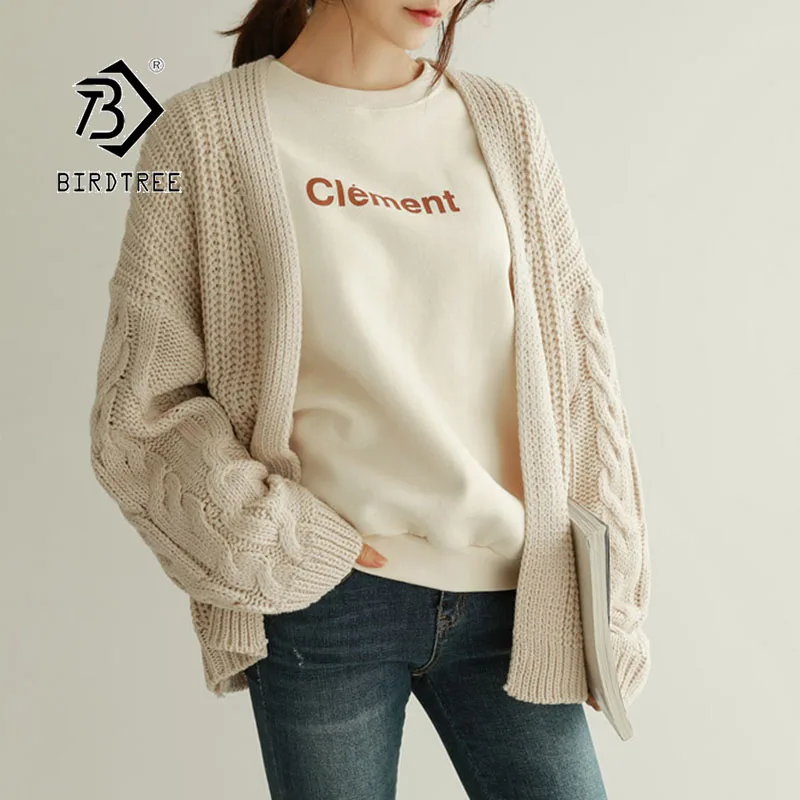 2019 Осень Зима Новый женский короткий свитер кардиган вязаный твист Свободный