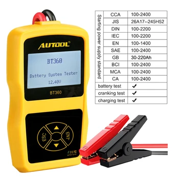 Probador de batería de coche BT360, 12V, prueba de carga, analizador Digital, baterías de diagnóstico automotriz, BT-360 de análisis 1