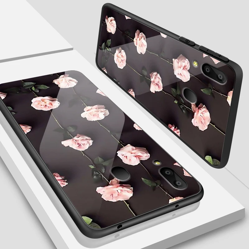 W194 Для samsung Galaxy A10 A20 A30 A40 A50 A6S A70 A8S A80 A90 закаленное Стекло крышка J4Plus M10 M20 M30 Note9 дизайн цветение чехол для телефона - Цвет: W194