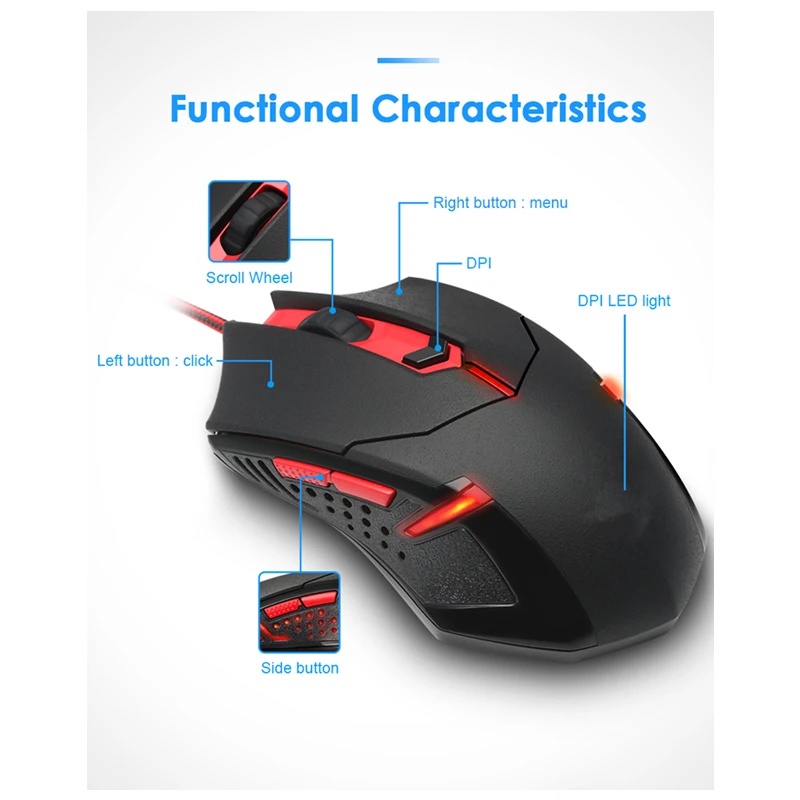 Оригинальная проводная мышь Dragon, профессиональная игровая мышь 3200 dpi, оптическая сенсорная мышь для компьютера, ПК