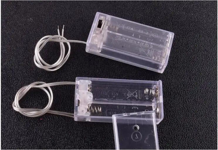 

15 шт./лот 2 AA 3V Футляр для батарей с переключателем Новый 2 AA 2A держатель для батарей коробка для хранения Футляр с переключателем прозрачный