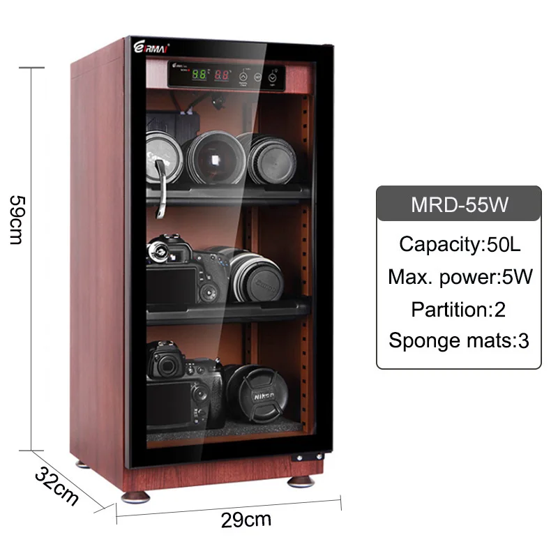 50L LED Digital Display Capacity Moisture-Proof Camera Lens DSLR Dehumidification Dry Storage Box Cabinet Electronic Automatic - Цвет: MDR-55W