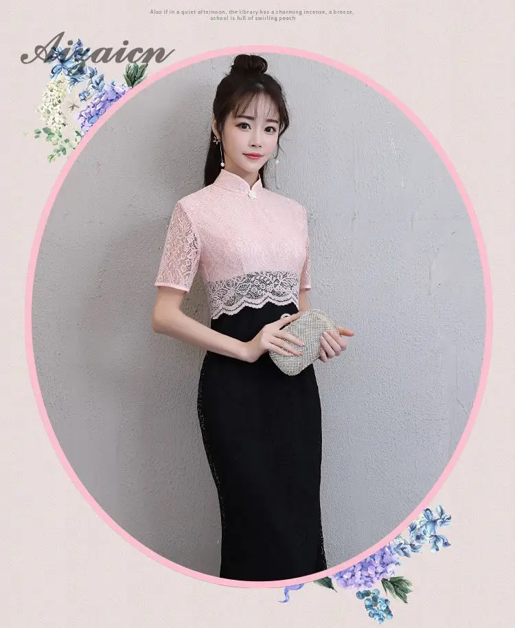 Кружева Винтаж Cheongsam красный Русалка свадебное платье Для женщин длинные сращивания Мода Qipao Традиционный китайский невесты Oriental воротники