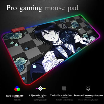 

Yuzuoan Anime Programming Mouse Pad Black Deacon HD Non-slip HD Locking-edge LED Colorful Luminous RGB Gaming Mouse Pad Thicken