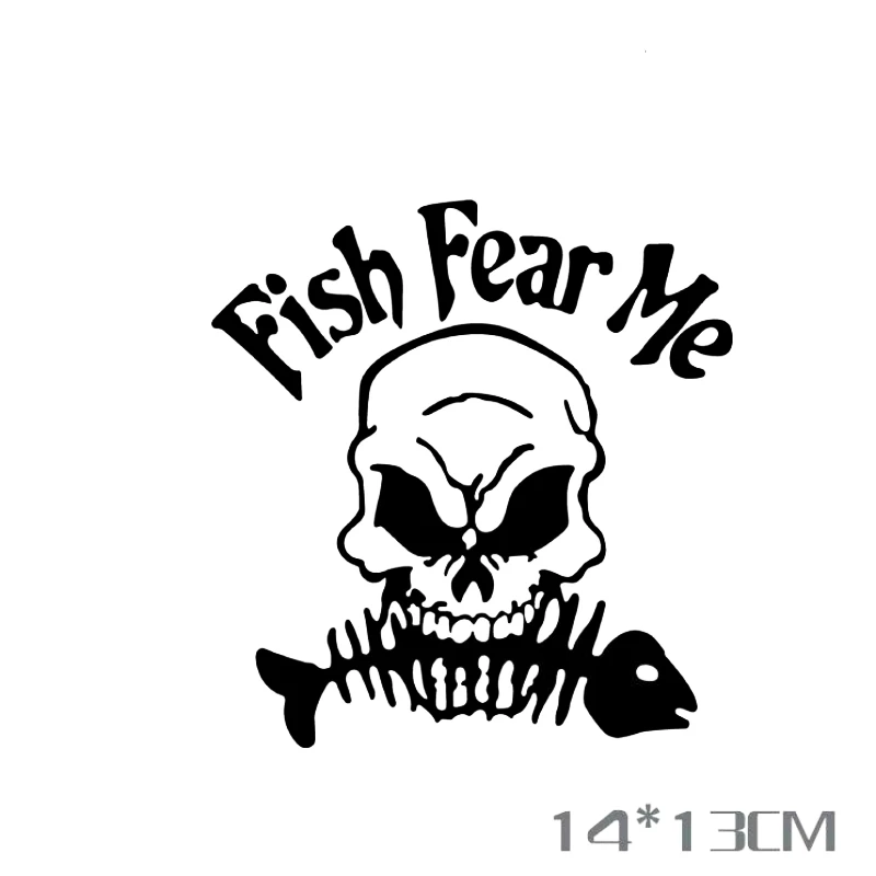 Volkray Car-Styling Skull Fish Fear Me Go Fishing Car Sticker Decalcomania Accessori Per Moto Smart Mini Polo Golf Audi Skoda