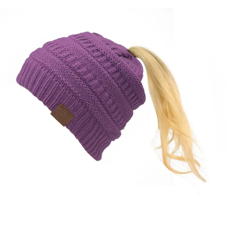 Модная зимняя шапка s для женщин, вязаная шапка, одноцветная теплая шапка для девочек, осенняя Женская Повседневная шапка Skullies Beanies - Цвет: 13