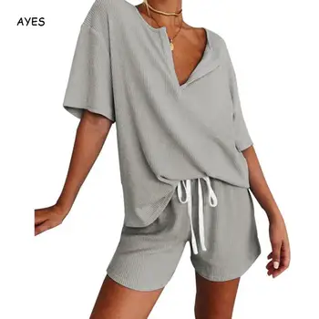 

Women Two Piece Outfits Tracksuit Short Sleeve Loose Top and Shorts 2 Piece Suits Summer Clothes Casual Matching Sets Femme 2020