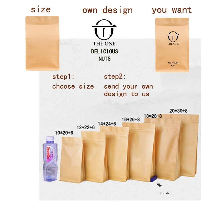 

Kraft paper do not open the window bag gift of organ jujube seeds custom printing large plastic seal valve bag packaging food