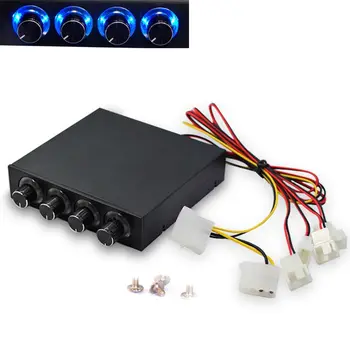 

3.5inch PC HDD 4 Channel Speed Fan Controller with Blue/Red LED Controller Front Panel For Computer Fans