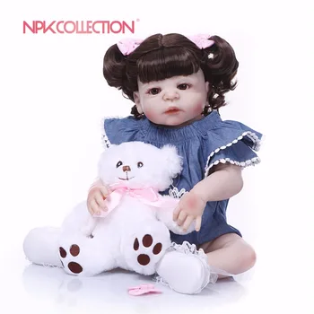

NPK Real 57CM Full Body Silicone Girl Reborn Babies Doll Toys Princess Babies Doll Wig Hair Birthday Gift Kids Brinquedos