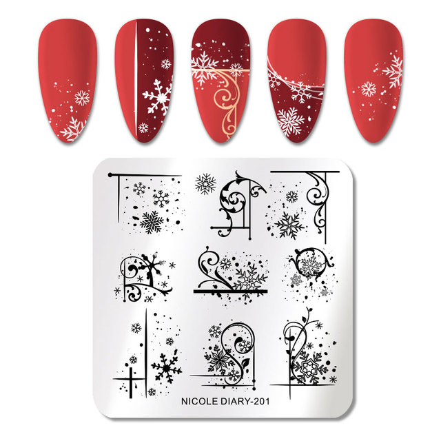DIARY Flower Leaf Nail Stamping Plates Cute Abstract Face Lines Stamp Template Nail Art Image Printing Stencil Tools