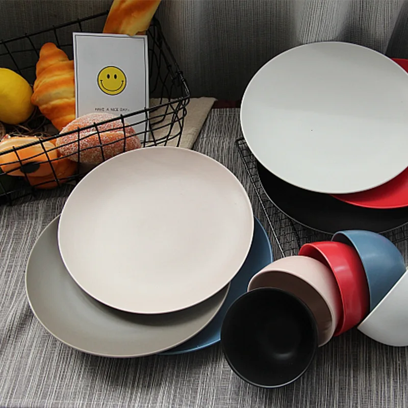 Круглая тарелка ceramica в стиле Северной Европы, синий пепел, черный и белый цвет, однотонный диск в западном стиле, матовый домашний стейк