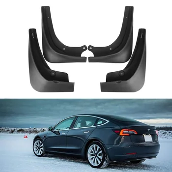 

4pcs/set for Tesla Model 3 car Mud Flaps Splash Guards Fender SnowProof dustproof waterproof Mudguars for Tesla Model3 2016-2019