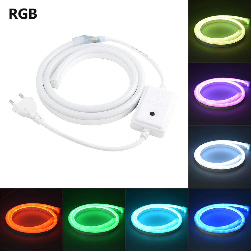 buy Soft Flexible LED Neon Rope lights 220V EU Power Supply LED Strip Light Waterproof Decoration Lighting Tape Light Emitting Diode