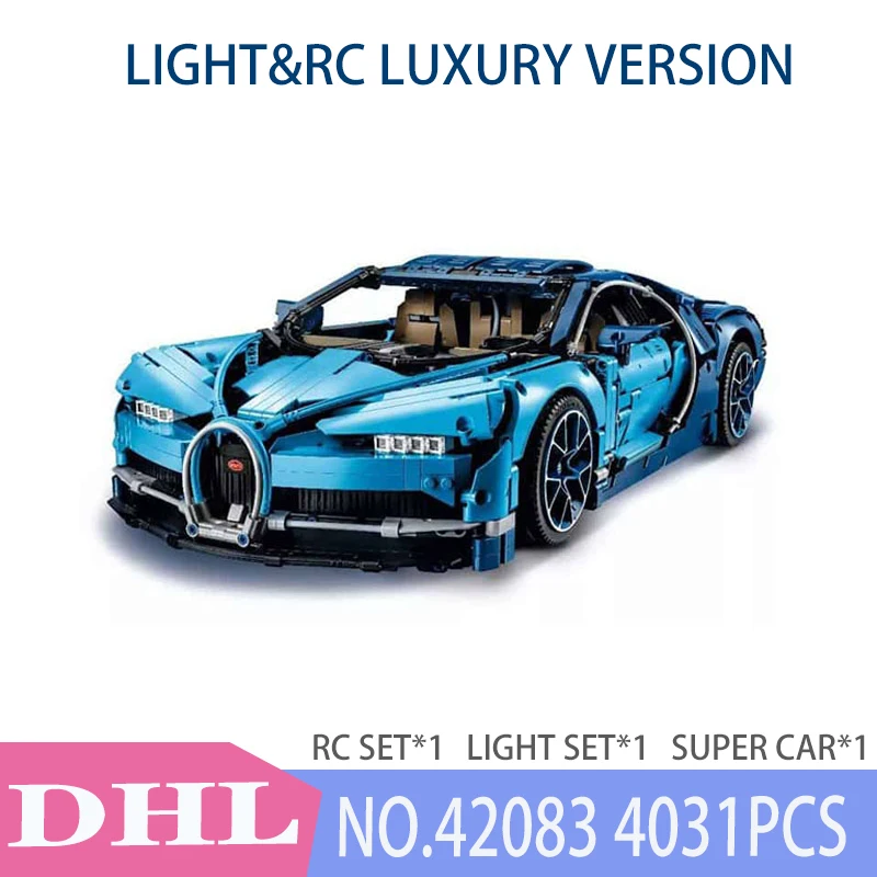 Блоки Decool Bugatti Chirons совместимые 20086 IegoSet Technic Voiture 42083 Строительные кирпичи развивающая игрушка подарок для ребенка - Цвет: WITH RC AND LIGHT