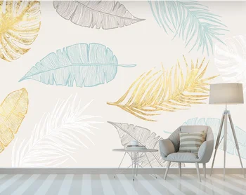 

Custom Nordic Hand Drawn Small Fresh Tropical Leaves Bedroom Background Wallpaper Mural