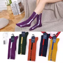 5 пар в одной партии, осенне-зимние длинные женские носки с серебряным ворсом, корейские уличные яркие шелковые женские хлопковые носки с буквенным принтом, женская уличная одежда