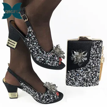 

Italian design Shoe and Bag Set for Party In Women Matching Shoe and Bag Set Decorated with Rhinestone Design Shoes Women Luxury