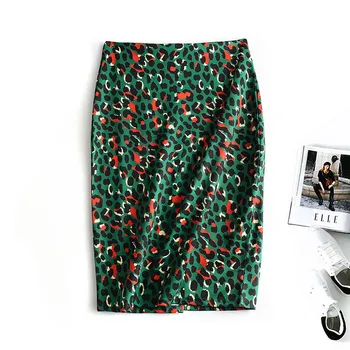 

Spring Summer Korean Midi Skirt Women Stripes Pencil Skirt Womens High Waist Back Zipper Green Leopard Print Skirts Femme Faldas