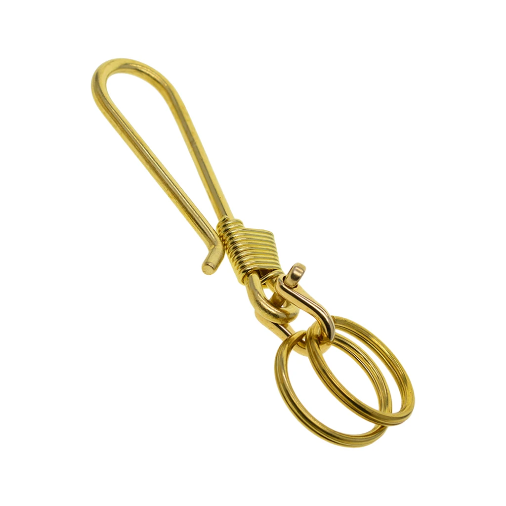 

Retro Fish Hook Keychain Brass Clip-on Loop Key Chain with Ring Bag Car Key